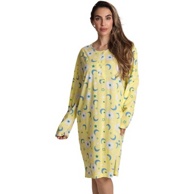 Just Love Womens Nightgown - Long Sleeve Henley Oversized Sleepwear Gown