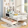 Infans Twin Size Bed Frame with 2 Drawers Bookcase & Blackboard Full-length Guardrails - 3 of 4