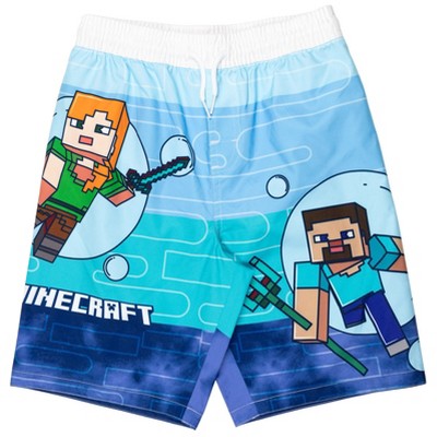 Minecraft Steve Alex Big Boys Upf 50 Swim Trunks Bathing Suit