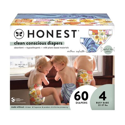 The Honest Company Clean Conscious Disposable Diapers - Rooted In Luv & Inking Of U - Size 4 - 60ct