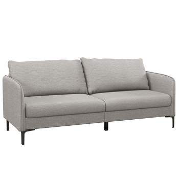 Costway Modern 76'' Loveseat Sofa Couch for Living Room Apartment Dorm with Metal Legs Gray