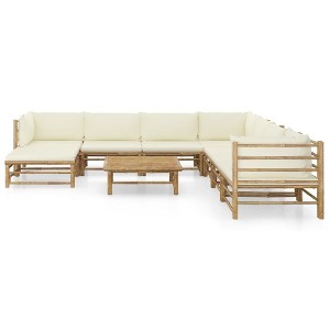 vidaXL Garden Lounge Set Bamboo, Cream White Bamboo, 100% polyester - 1 of 4