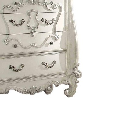 Versailles Bone White 5-Drawer Chest with Carved Wood Detail