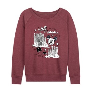 Women's - Disney - Mickey Mouse Lightweight French Terry Wide Neck Long Sleeve Shirt - 1 of 4