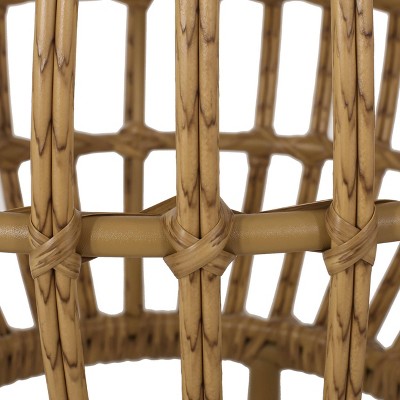 Ottawa Light Brown Wicker and Metal Boho Side Table