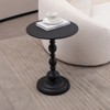 FONTOI Round End Table with Metal Pedestal, Side Table with Retro Pattern Base for Living Room Bedroom Small Space, Black, 15.7"*21.2"*15.7" - 2 of 4