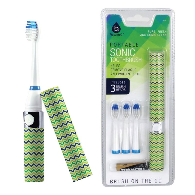 Pursonic S53-BL Portable Sonic Toothbrush in Blue with 3 Brush Heads, 4 of 6