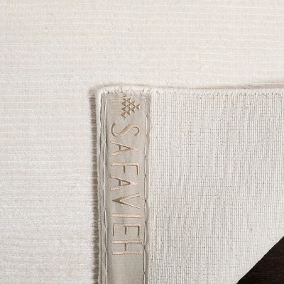 Mirage White Hand-Knotted Wool and Viscose Area Rug 5' x 8'