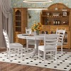 Retro Functional Dining Sets Round, Dining Sets 5 Piece, Dining Set Solid Wood With 4 Upholstered Chairs, Extendable Dining Table Set-Cuddlewood - 2 of 4