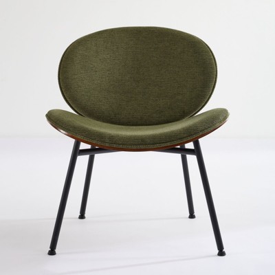 FONTOI Shell Chair with Comfortable Backrest, Oversized Single Side Chair for Bedroom Living Room, Green, 26.8"*29.9"*26"