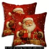 Lomsoe 2pcs Santa Claus & Gift Pattern Pillow Covers, 2D Flat Printing, Zipper Closure, Machine Washable Polyester, for Sofa & Bed, Holiday Home Decor - 4 of 4