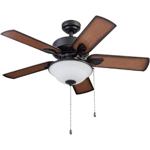 Portage Bay Viretta 42" Ceiling Fan with Light, Quiet Motor & Pull Chain, Black - 1 of 4