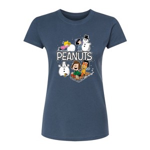 Women's - Peanuts - Winter Stickers Fitted Graphic T-Shirt - 1 of 3