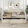 Upholstered Daybed With Trundle, Upholstered Frame, Wood Slat Support Twin Daybed Frame, No Box Spring Required For Living Room, Office, Bedroom - 2 of 4