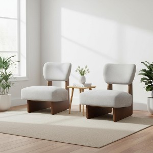 Homy Casa Modern Lounge Chair Set of 2 with Wood Base, Gray - 1 of 4