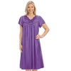 Collections Etc Tonal Lace Trim Silky V-Neck Nightgown - 3 of 4