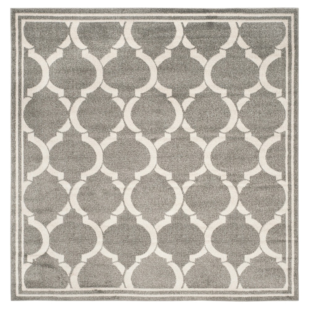 7'x7' Dark Gray/Beige Geometric Loomed Square Area Rug - Safavieh