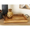Set of 3 Farmhouse Slat Style Mango Wood and Iron Trays Brown - Olivia & May: Ottoman, Basket Design, 24-Inch - 2 of 4