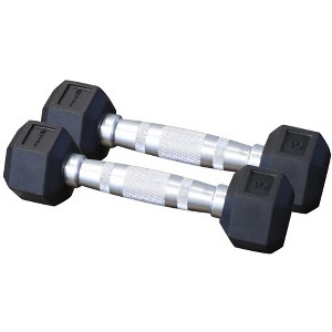 Bintiva Rubber Coated Hexagon Dumbbells - Set of 2 - 1 of 2