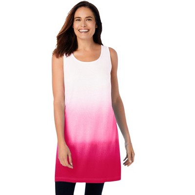 Woman Within Women's Plus Size Longer-Length Dip-Dye Sleeveless Tunic