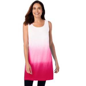 Woman Within Women's Plus Size Longer-Length Dip-Dye Sleeveless Tunic - 1 of 4