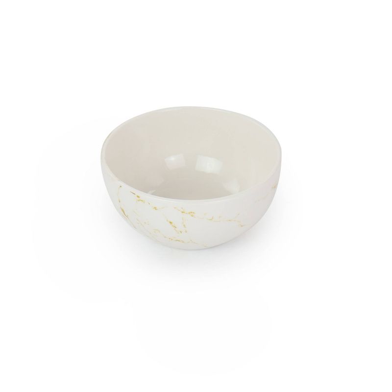 16pc Stoneware Fine Marble Dinnerware Set Gold/White - Elama, 3 of 9