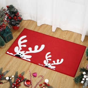 17x29In Washable Doormat with Double Antler Design Non Slip  Mat Easy Clean Surface for Front Door Kitchen Hallway Indoor Entrance - 1 of 4