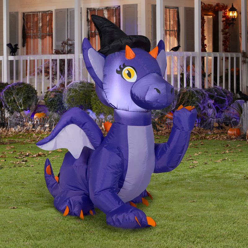 Gemmy Airblown Inflatable Purple Baby Dragon , 3.5 ft Tall, Multi, 2 of 5