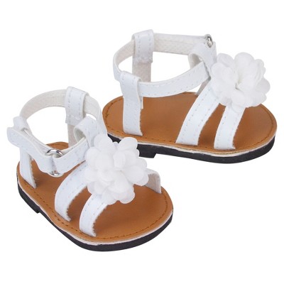 Sophia’s Sandals with Flower for 15” Dolls, White