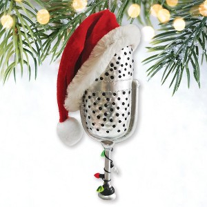 Christmas Themed Microphone Glass Ornament, Music Themed Gift for Musicians| OrnamentallyYou - 1 of 4