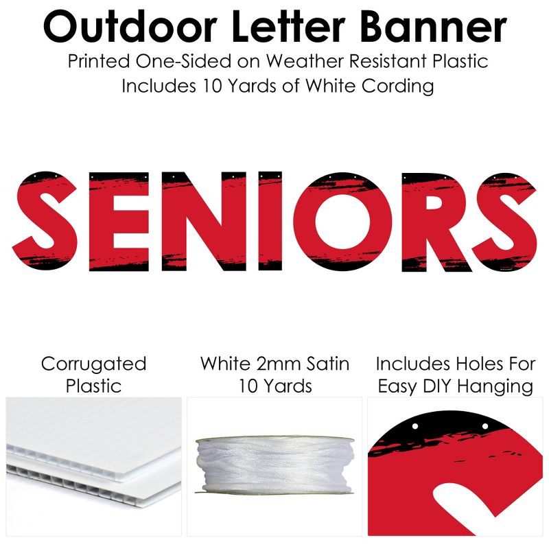 Big Dot of Happiness Red Senior Night - High School Sports and Graduation Party Decorations - Seniors - Outdoor Letter Banner, 5 of 9