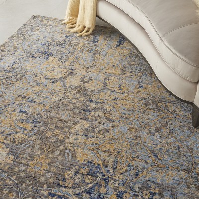 Majestic Vintage Medallion Beige & Blue Wool Blend Area Rug