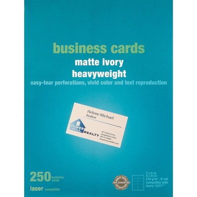 HITOUCH BUSINESS SERVICES Laser Business Cards Matte Ivory 2" x 3 1/2" 250/Pk 14632-CC