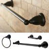 3pc Traditional Solid Brass Oil Rubbed Bronze Towel Bar Bath Accessory Set - Kingston Brass: Includes Toilet Tissue Holder, Towel Ring - 2 of 2