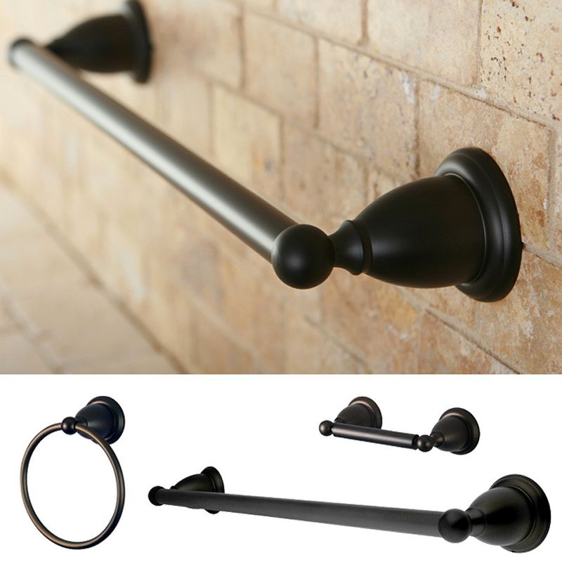 3pc Traditional Solid Brass Oil Rubbed Bronze Towel Bar Bath Accessory Set - Kingston Brass, 3 of 4