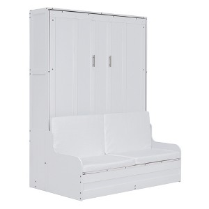 TiramisuBest Queen Size Murphy Bed Wall Bed with Cushion - White MDF+LVL Design - 1 of 4