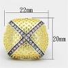Slickblue Rhodium, Gold & Ruthenium Brass Ring with Rose CZ - Tri-Tone Pave Design, Women's Jewelry, Size 5-9 - 3 of 3