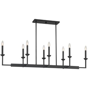 Possini Euro Design Black Linear Pendant Chandelier 50" Wide Industrial 8-Light Fixture for Kitchen Island Dining Room House Foyer - 1 of 4