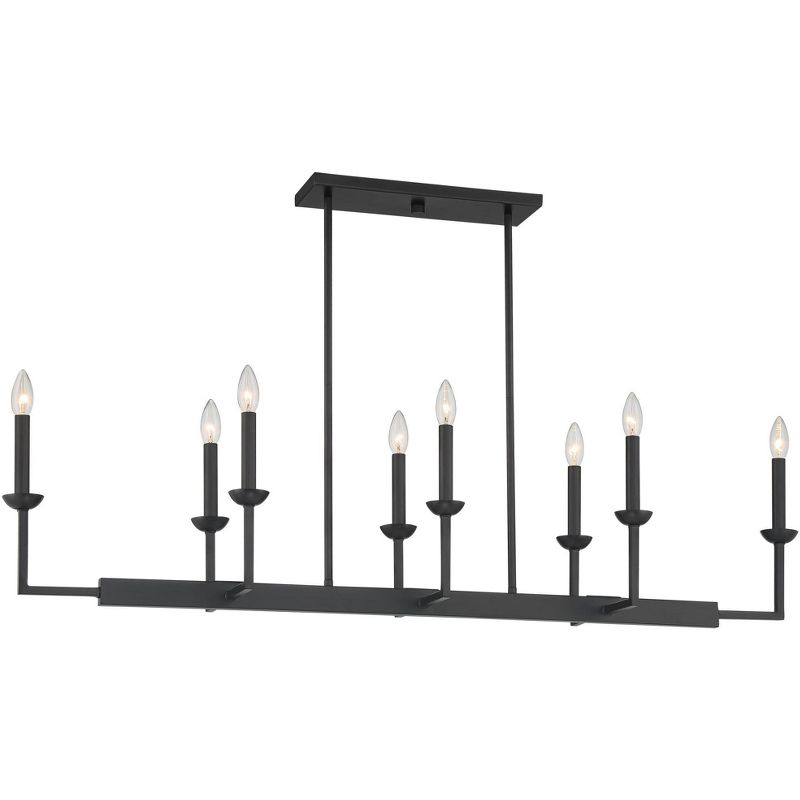 Possini Euro Design Black Linear Pendant Chandelier 50" Wide Industrial 8-Light Fixture for Kitchen Island Dining Room House Foyer, 1 of 10
