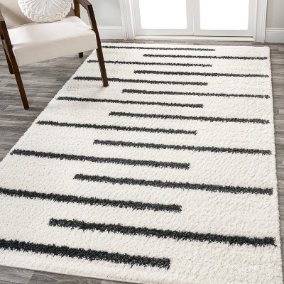Alaro Berber Stripe Shag Indoor Area Rug - JONATHAN Y