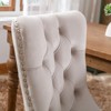 Okak Farmhouse Upholstered Dining Chairs Set of 2, Solid Wood Leg Nailhead Trim, Comfy Velvet Tufted Accent Side Chairs for Dining Table - 3 of 4