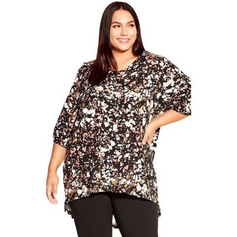 Avenue Women's Plus Size Leila Foil Print Top - image 1 of 4