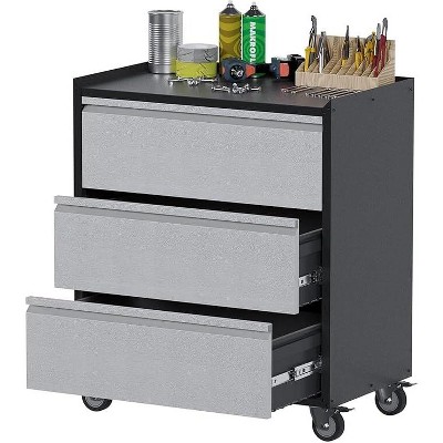 3 Drawers Tool Cart on Wheels,Heavy Duty Cart Rolling Tool Box,Metal Storage Cabinet,Drawers Rolling Tool Trolley for Garage,Repair Shop