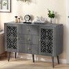 FONTOI Hollow Cabinet with 2 Door&3 Drawers, Storage Organizer, Carved Buffet Cabinet, for Living Room, Kitchen, Gray, 15.7"*33.4"*47.2" - 2 of 4