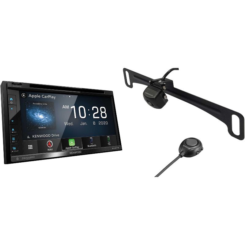 Kenwood DNX577S Navigation Receiver with CMOS-320LP Multi-Angle Rear View Camera with License Plate Mounting, 1 of 10