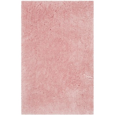 Pink Hand-Tufted Shag Area Rug with Synthetic Sheepskin