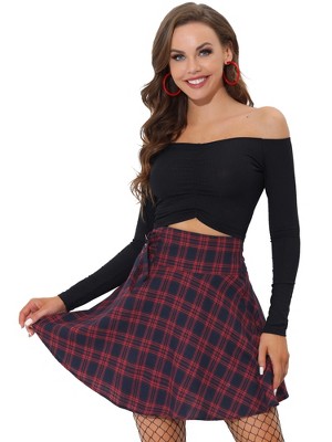 INSPIRE CHIC Women's School Plaid Cotton Mini Tartan Skater Skirt