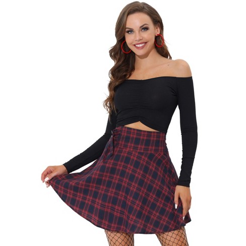 Allegra K Women s School Plaid Cotton Mini Tartan Skater Skirt Target