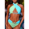Sweet Like Candy 'Candy Apple' Contrast Crossover Halter Crystal Bikini Top Candy Apple Extra Large - 3 of 4