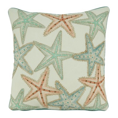 Saro Lifestyle Down Filled Throw Pillow with Starfish Design, 18", Multicolored
